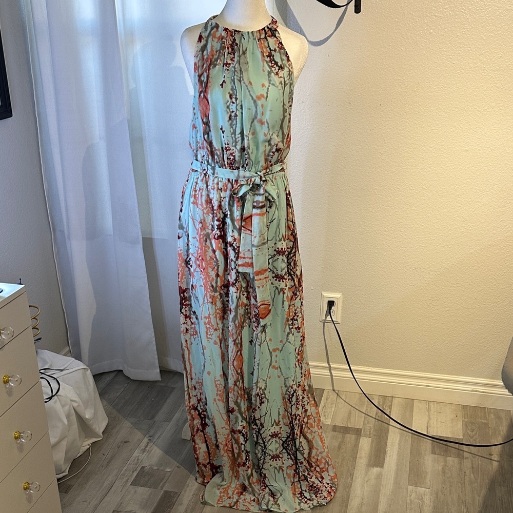 Jessica Simpson Teal and Coral Maxi Dress